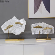 Adorno de cristal con forma de pez dorado DecorBites™ Estatua de metal para decoración del hogar
