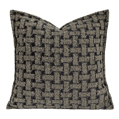 DecorBites™ Caramel Color Velvet Sofa Pillowcase with Geometric Panelled Cushion Cover