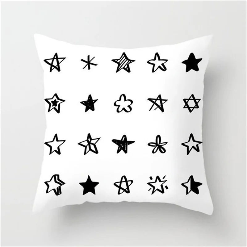 DecorBites™ Heart Stripe Pillow Cases | Black & White Polyester Cushion Covers