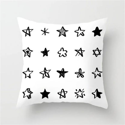 DecorBites™ Heart Stripe Pillow Cases | Black & White Polyester Cushion Covers