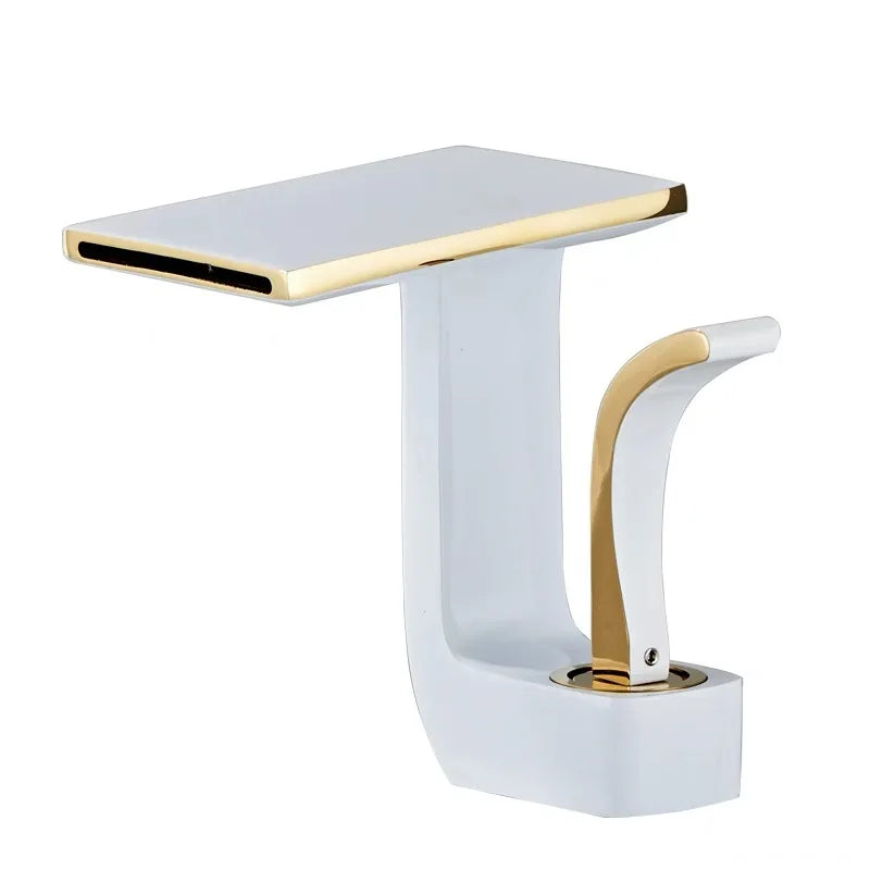 Decorbites™ Grifo de Lavabo de Latón Dorado y Negro para Baño Mezclador de Agua Fría y Caliente para Fregadero