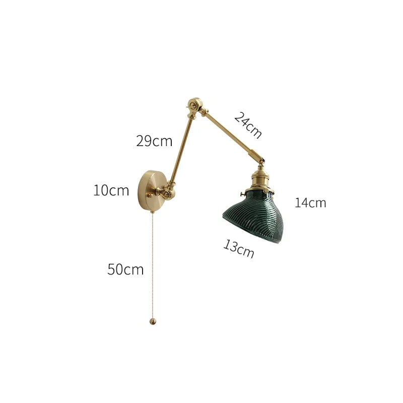 DecorBites™ Glass Shade LED Wall Light with Pull Chain Switch - Plug-In Bedroom Lamp