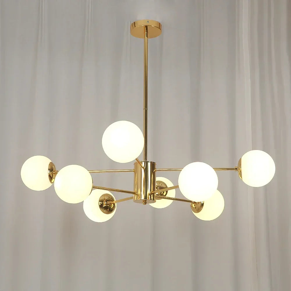 ثريا زجاجية لامعة قابلة للتعديل بتصميم كرة من DecorBites™ لإضاءة غرفة المعيشة وغرفة الطعام وغرفة النوم