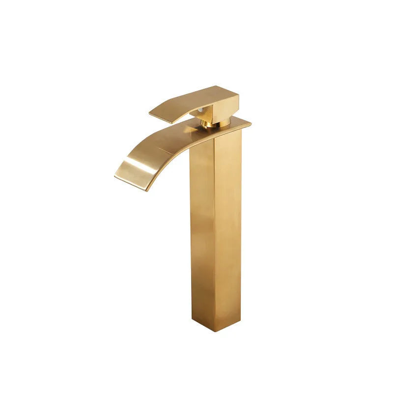 Grifo de baño oro rosa de latón Decorbites™: Mezclador de cascada para lavabo