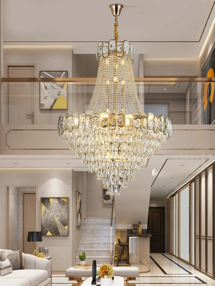 DecorBites™ Gold LED Crystal Chandelier Modern Luxury Lighting for Living Room