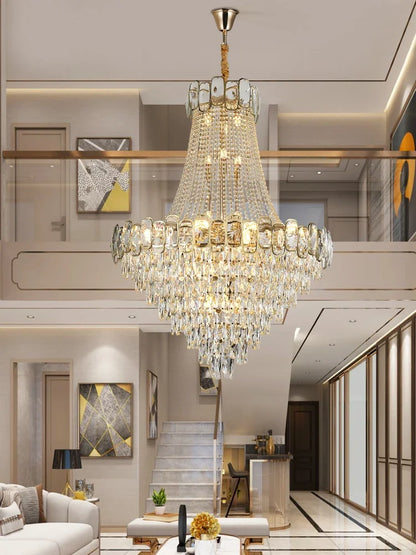 DecorBites™ Gold LED Crystal Chandelier Modern Luxury Lighting for Living Room