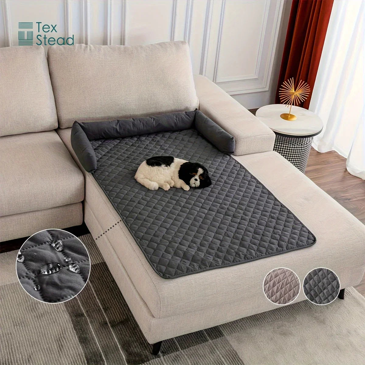 Decobites Waterproof Pet Sofa Bed with Removable Bolster Cushions for Dogs and Cats