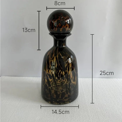 DecorBites™ Leopard Texture Glass Vase: Modern Floral Vase for Chic Room Decor