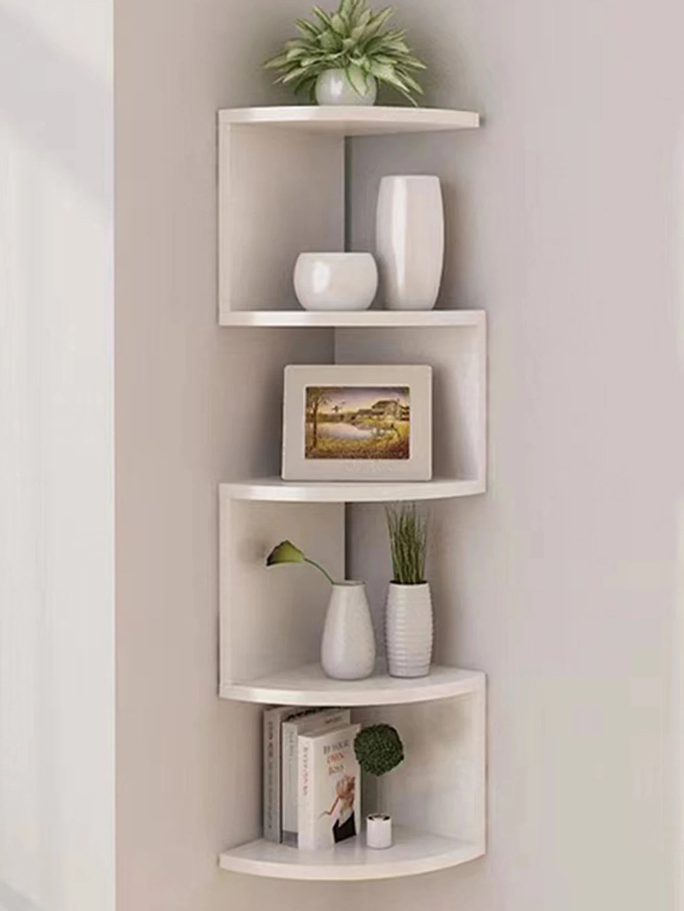 5-Layers Shelf Corner Floating Shelves PVC Wall Shelf Corner Bookshelf Home Kitchen Organizers Storage Living Room Decorations