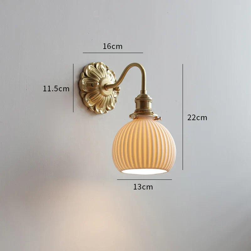 Decorbites™ Grüne Glas-LED-Wandleuchte mit Kupferbasis für Schlafzimmer und Wohnzimmer