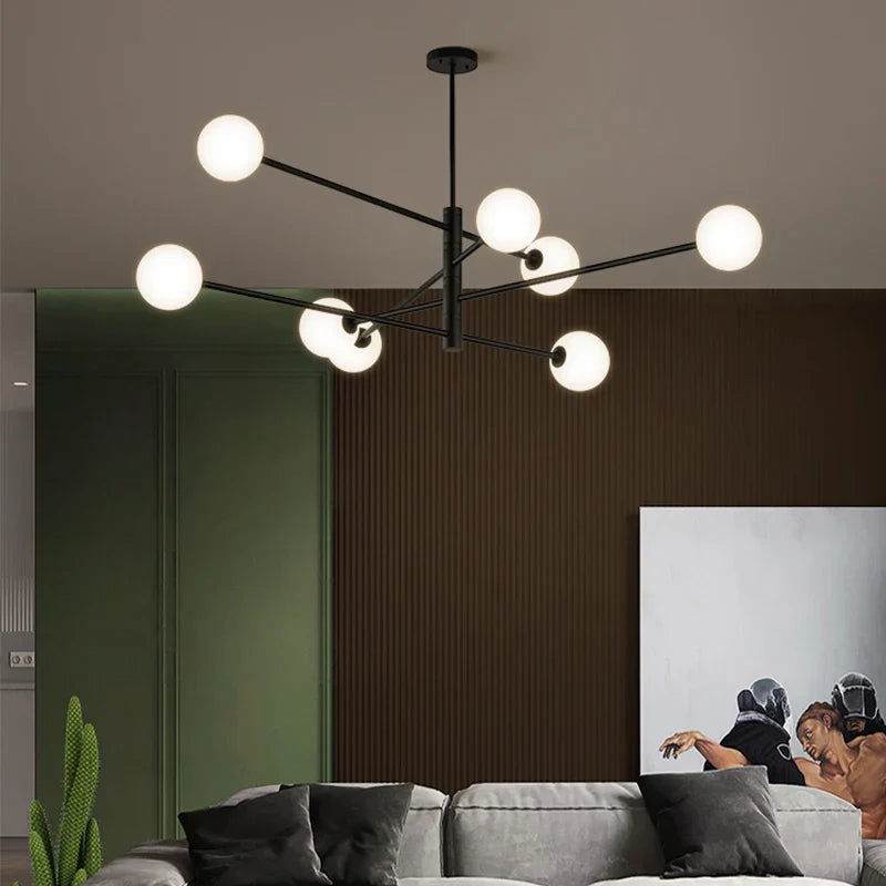 DecorBites™ Brass Chandelier: Nordic Glass Pendant Lights for Home, Living Room, Bedroom, Restaurant & Cafe
