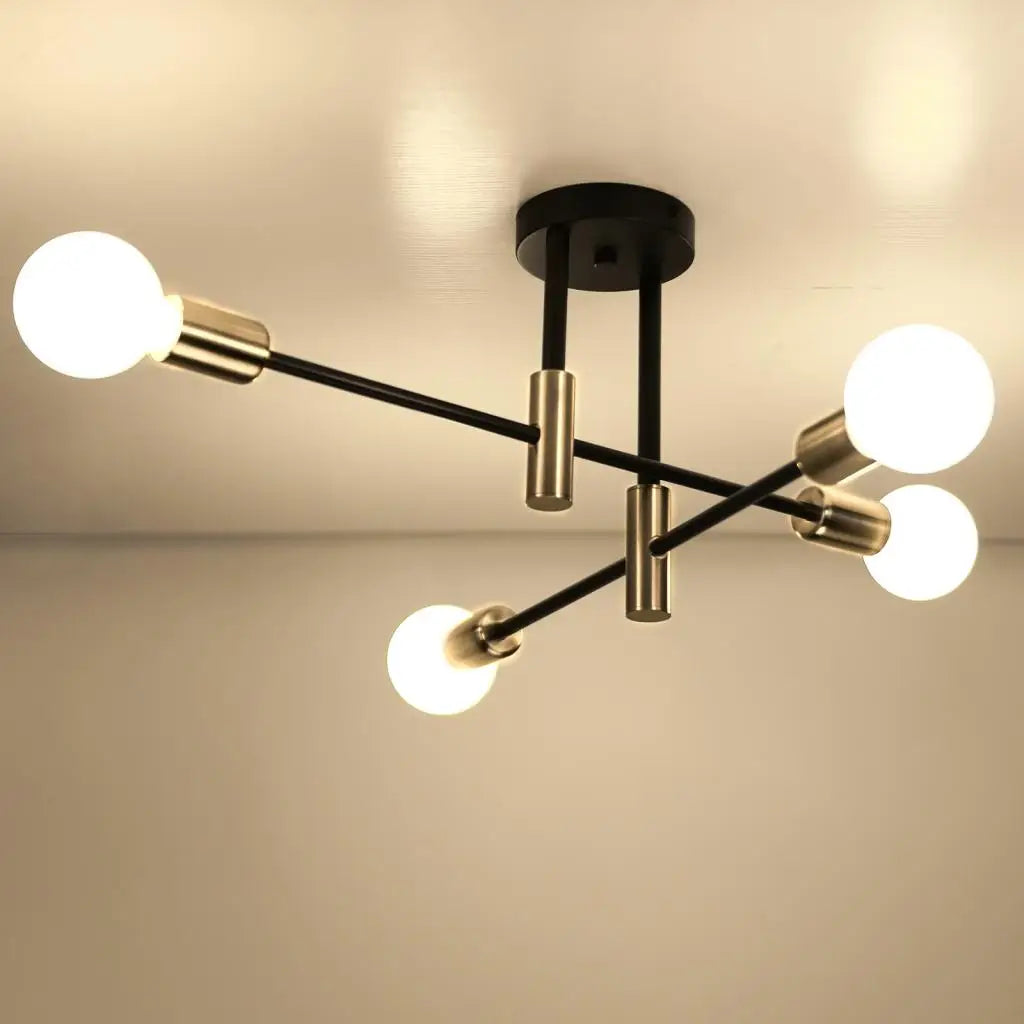 DecorBites™ Industrial Chandelier: Modern Wrought Iron LED Ceiling Lamp for Home Decor