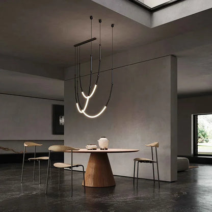 Contemporary Acrylic Line Pendant Light In Brushed Nickel