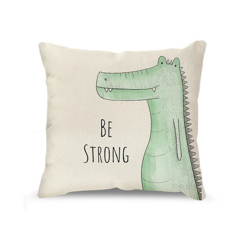 DecorBites™ Cartoon Animal Linen Pillowcase | Home Decor Throw Pillow Covers for Sofa