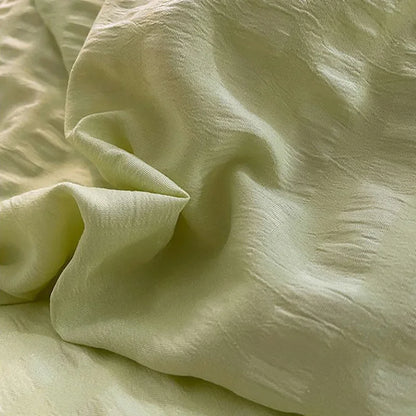 DecorBites™ Lace Trim Washed Cotton Bedding Set - 4Pcs Solid Color Duvet Cover & Bed Skirt