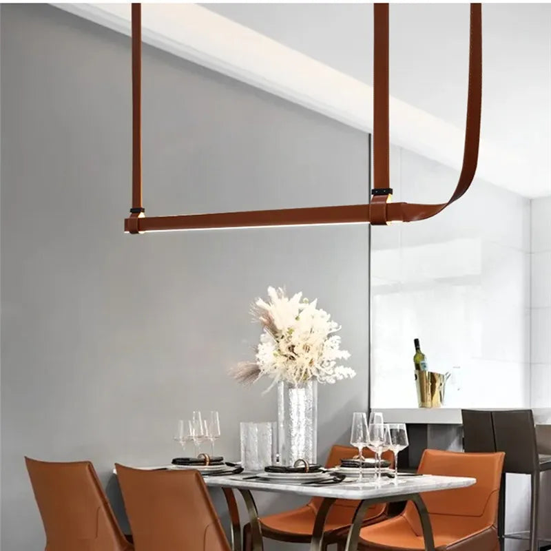 Brass Art Deco Chandelier 200cm Black Belt