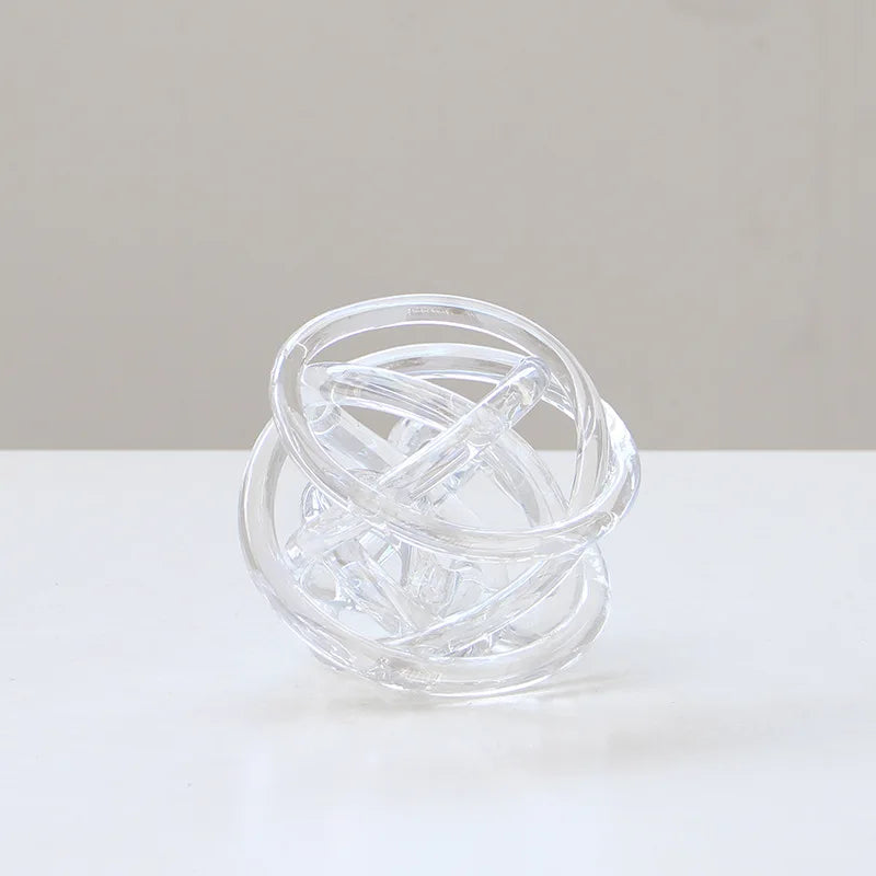 DecorBites™ Glass Coil Wound Ball Ornament: Hand-made, Geometric, Transparent, Home Decoration