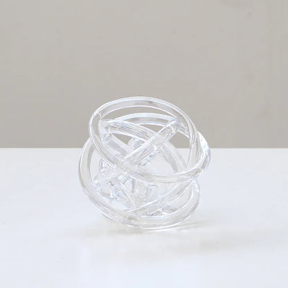 DecorBites™ Glass Coil Wound Ball Ornament: Hand-made, Geometric, Transparent, Home Decoration