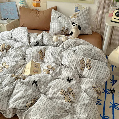 DecorBites™ Cartoon Pattern Cotton Fitted Sheet Set – Soft & Cozy Bedding for Adults & Kids