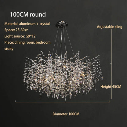 DecorBites™ Crystal Chrome Chandelier: Luxury Pendant Lamp for Living Rooms, Villas, and Restaurants