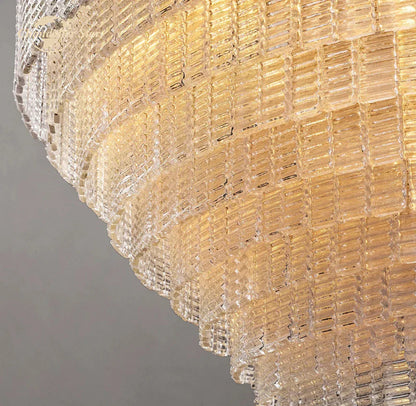 DecorBites™ Clear Smoke Glass Oval LED Chandelier - Modern Retro Black Metal-B