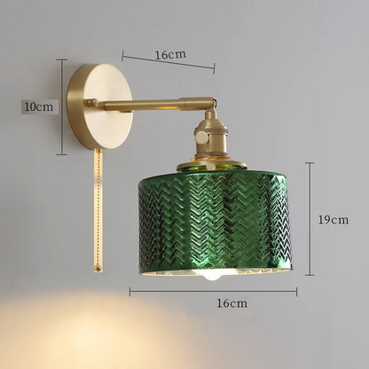 DecorBites™ Clear Glass LED Wall Light Copper Pull Chain Switch Modern Wandlamp