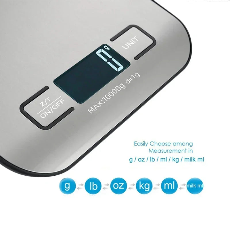 DecorBites™ Kitchen Scale: LCD Display Stainless Steel Electronic Food Postal Balance
