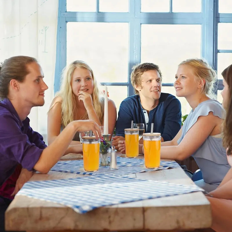 DecorBites™ Glass Boba Smoothie Cup with Bamboo Lid & Stainless Steel Straw