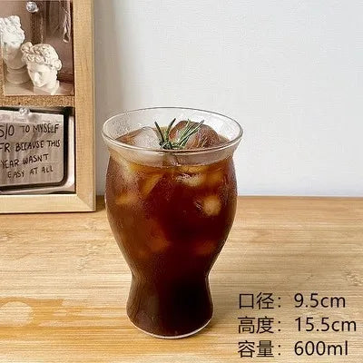 DecorBites™ Glass Cafe Coffee Cup Water Cup Iced Latte Americano Juice Glass