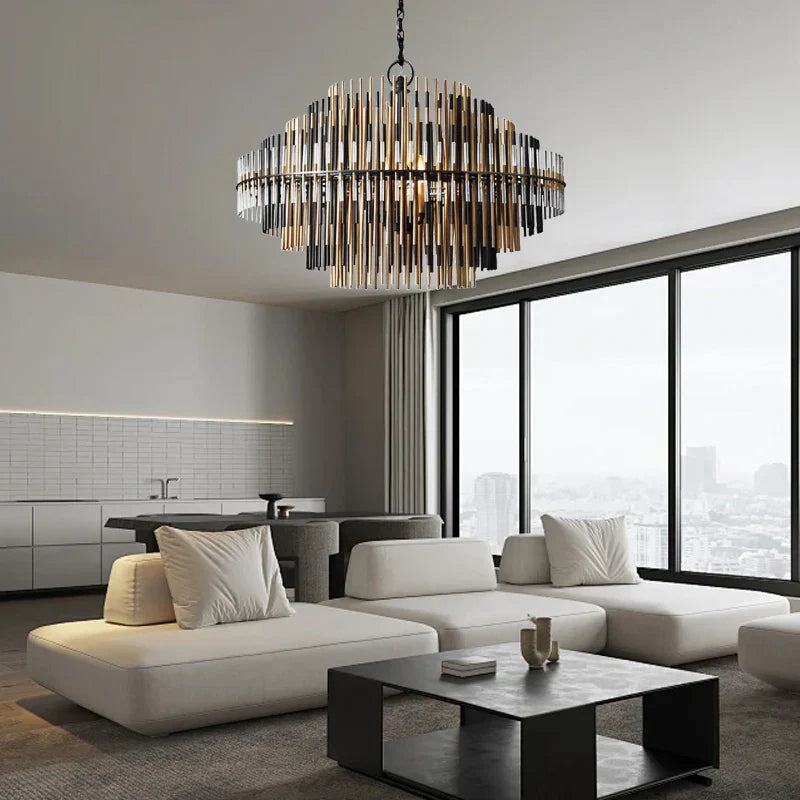 DecorBites™ Brass Glass Ceiling Chandelier: Elegant Lighting for Luxurious Living Spaces