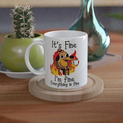 1pc 11oz It's Fine Funny Puppy Coffee Mug Tea Cup Coffee Cup Funny Birthday Gifts for Women and Men Ceramic Mug Personalized Cup