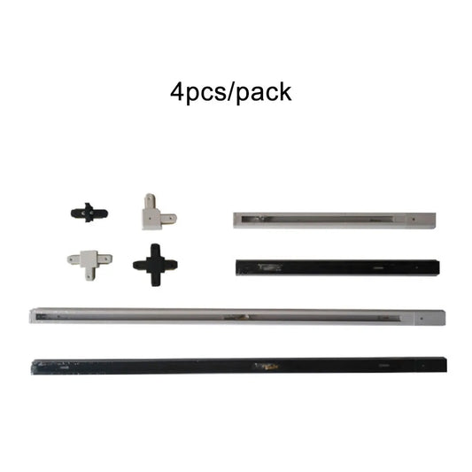 DecorBites™ Ceiling Track Rail Connector Set: Black/White, Straight/Cross, 0.5m/1m, 2-Wire