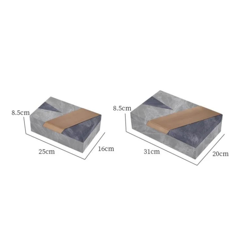 DecorBites™ Grey Marble Pattern Leather Storage Box Jewelry Container Desktop Organizer