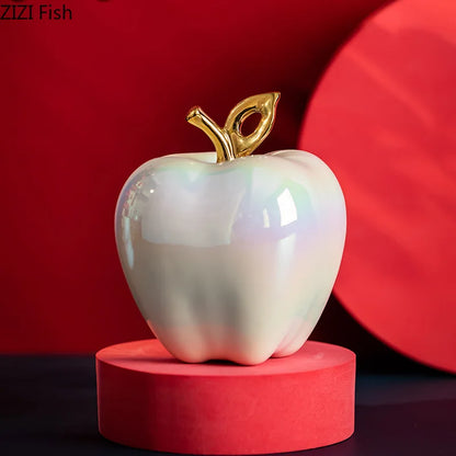 DecorBites™ Golden Ceramic Apple Sculpture Desk Decoration Ornaments Crafts Room Decor