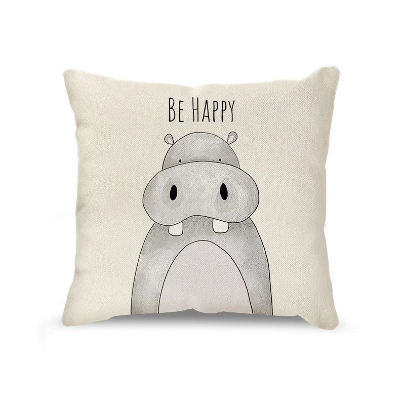 DecorBites™ Cartoon Animal Linen Pillowcase | Home Decor Throw Pillow Covers for Sofa