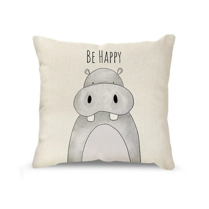 DecorBites™ Cartoon Animal Linen Pillowcase | Home Decor Throw Pillow Covers for Sofa