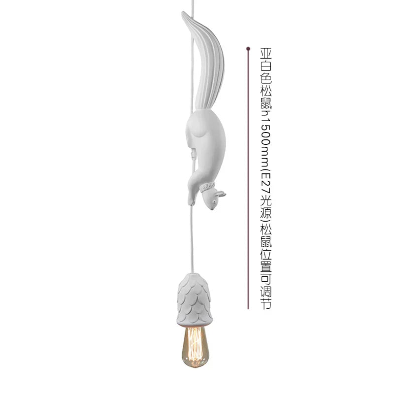 Nordic Resin Squirrel Pendant Light in White