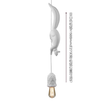 Nordic Resin Squirrel Pendant Light in White