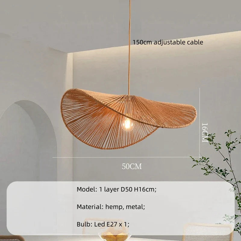 Decorbites™ Lámparas Colgantes de Cáñamo: Accesorios de Iluminación LED Interior Wabi Sabi