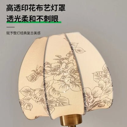 DecorBites™ Chinese Retro Patterned Fabric Bedside Lamp
