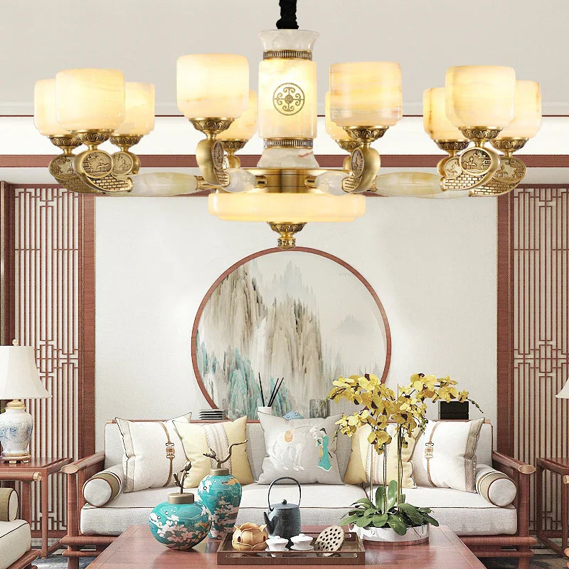 DecorBites™ Jade Copper Chandelier: Luxury European Style for Living Room, Bedroom, Dining Room Lighting