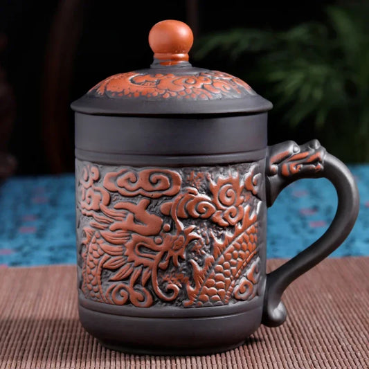 Taza de viaje térmica para café DecorBites™ Dragón Fénix