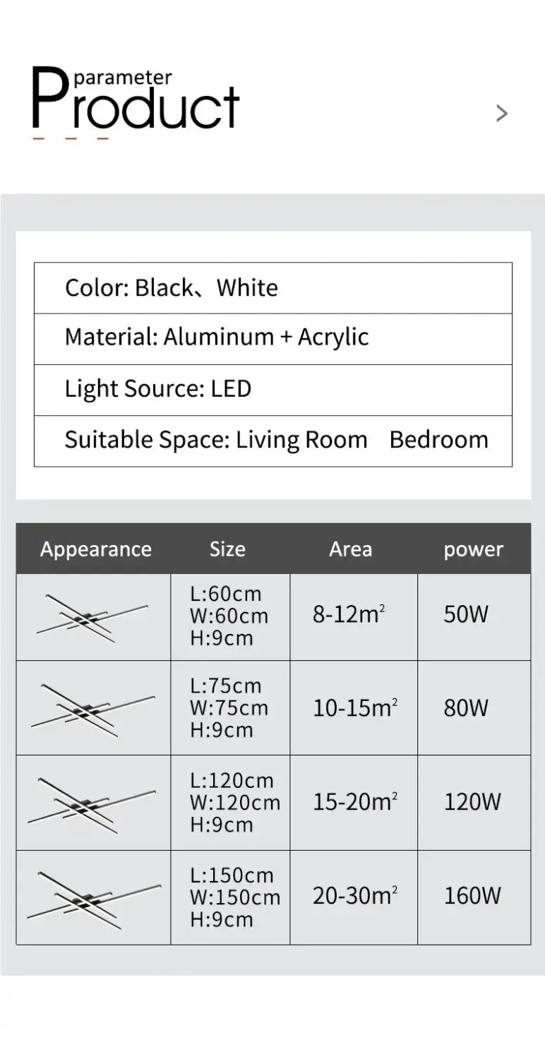DecorBites™ Modern Black LED Chandelier Lights for Bedroom and Living Room