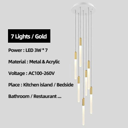 DecorBites™ Luxe Gold Tube Chandelier for Dining & Bedroom Lighting