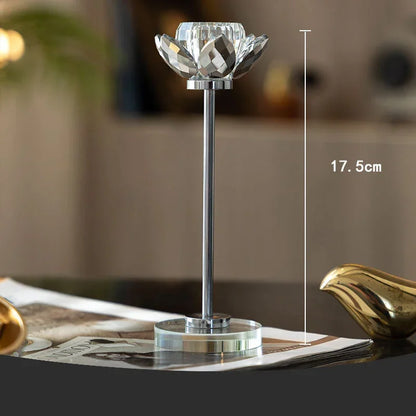 DecorBites™ Crystal Lotus Candle Holder Desk Decor Romantic Candlestick Modern Home Accents