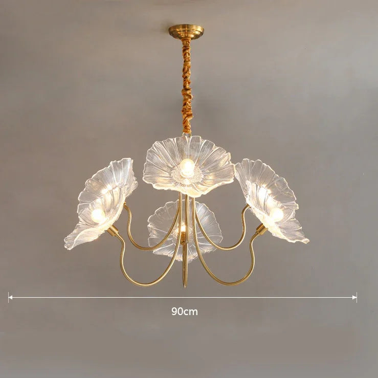 DecorBites™ Lotus Leaf Glass Ceiling Chandelier with E14 Bulb