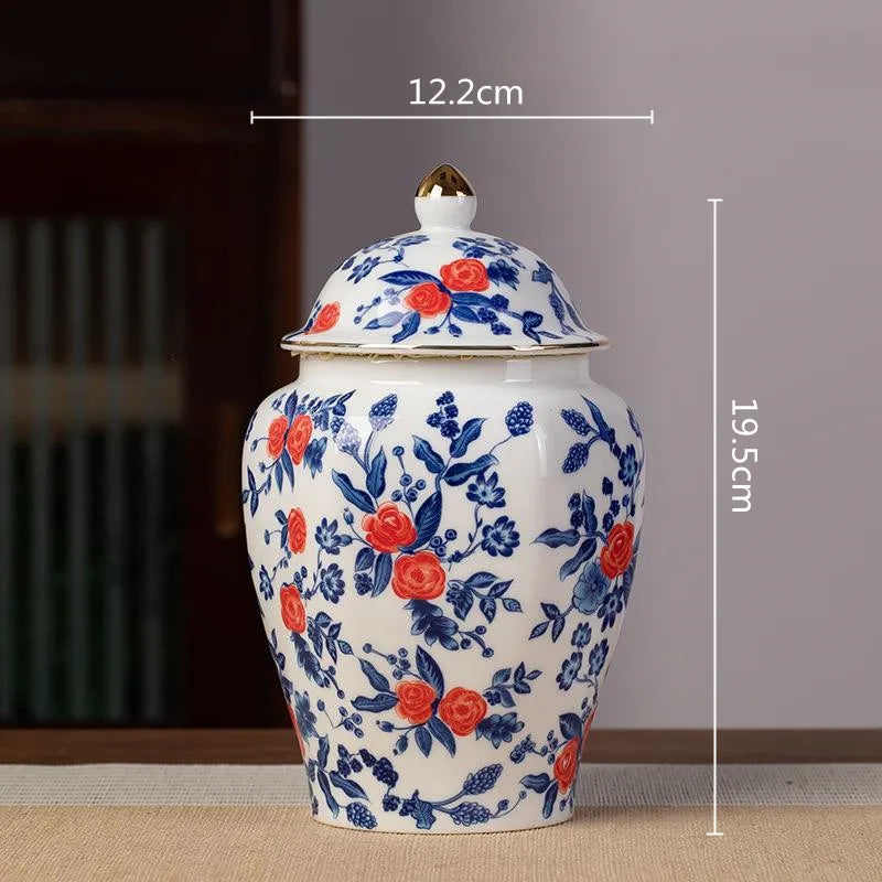 وعاء تخزين محكم الإغلاق من الخزف الأزرق والأبيض من DecorBites™