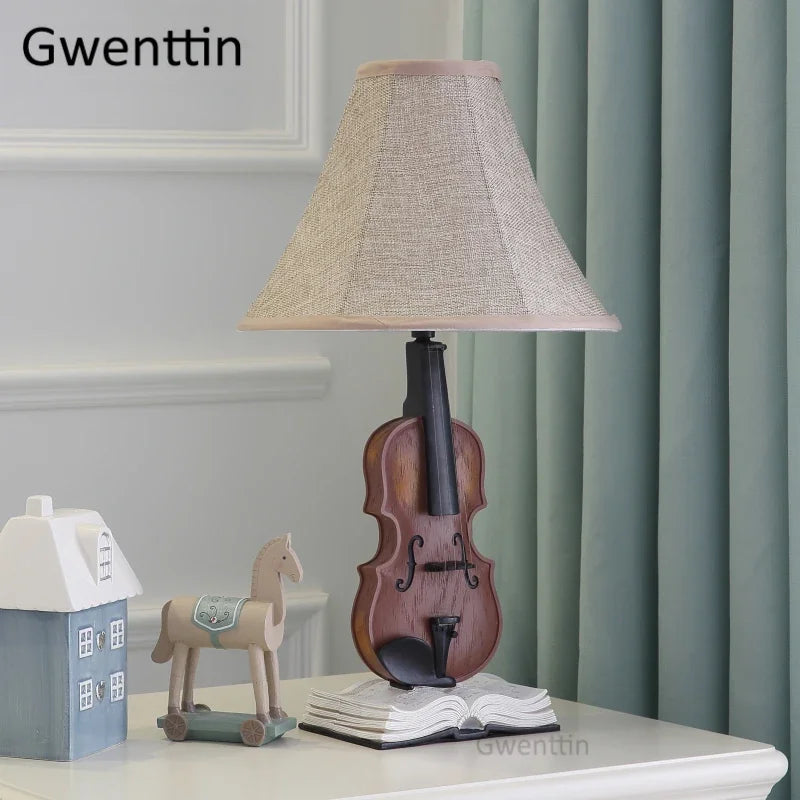 DecorBites™ Kids Violin LED Table Lamp for Bedroom - Modern Fabric Stand Light