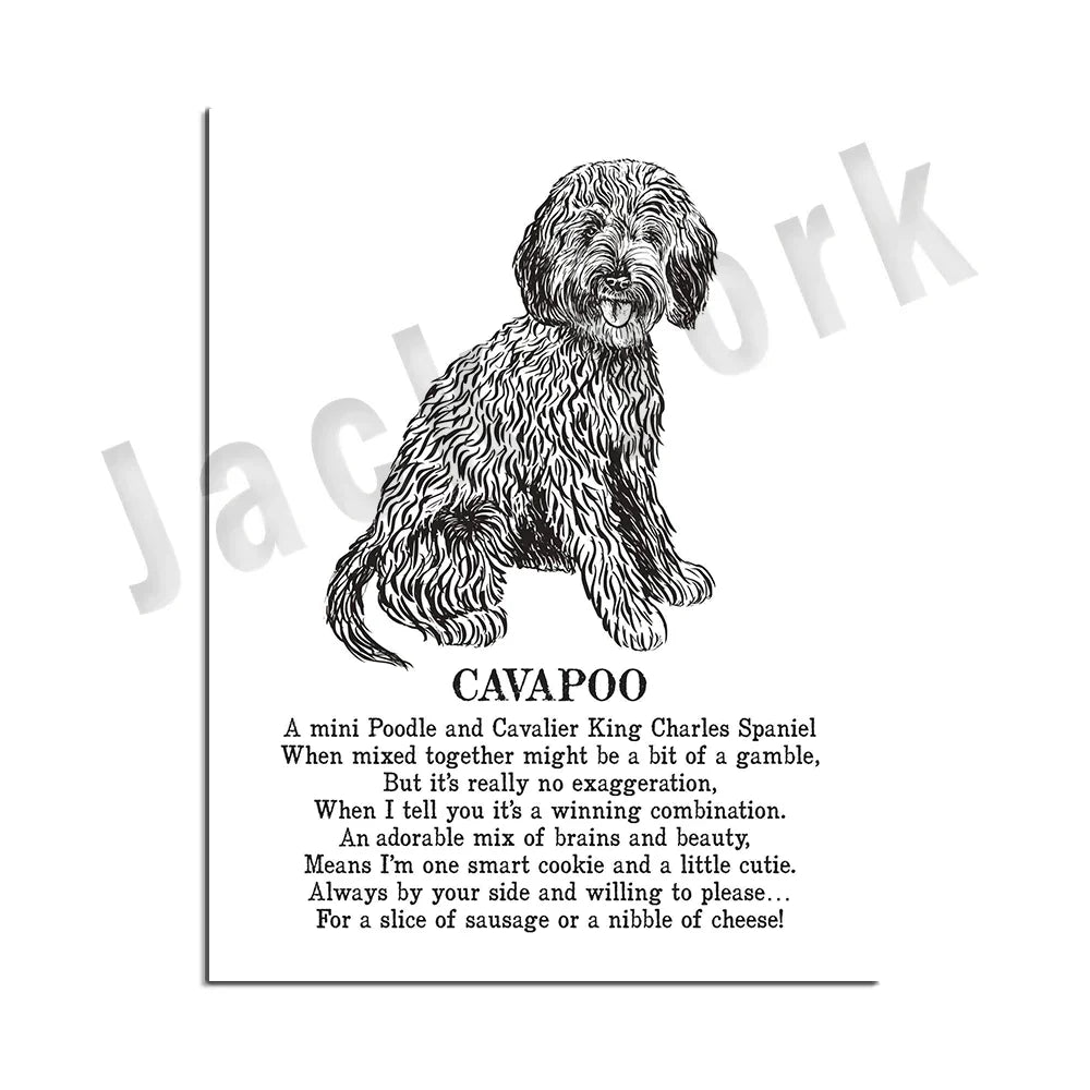 DecorBites™ Dog Breed Poster featuring Rhodesian Ridgeback, Havanese, and More