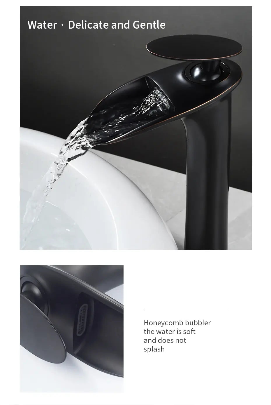 DecorBites™ Black Waterfall Bathroom Faucet Mixer Tap
